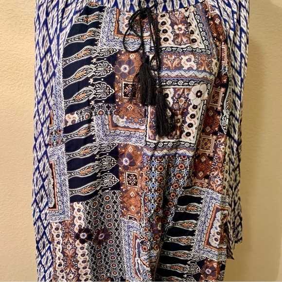 NWT Hem & Thread Skirt Poncho Combo Large Patchwork Boho Rayon Floral Geometric - Picture 14 of 15